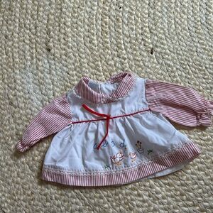 Cradle togs red white striped dress baby girl 3 months embroidered duck abc